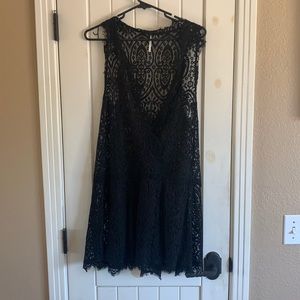 Free people black lace overlay dress, size medium